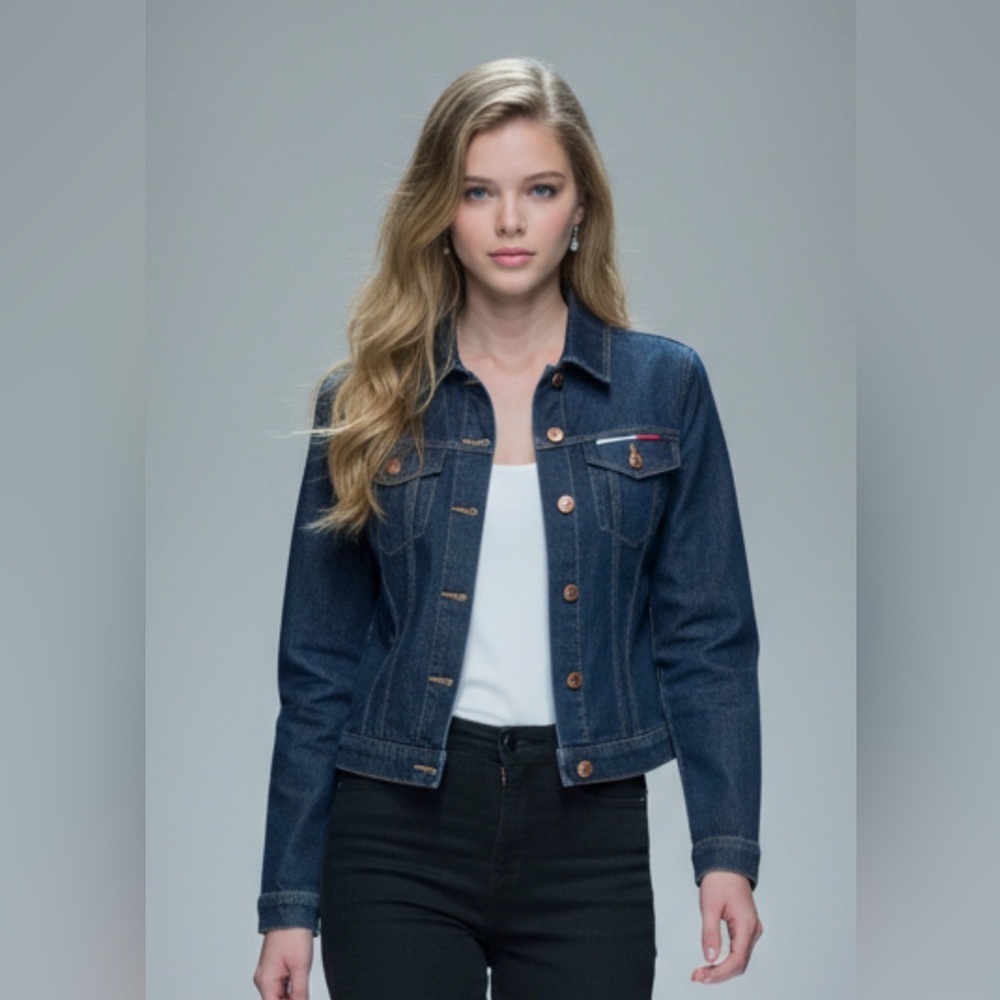 Vintage Y2K Tommy Hilfiger Dark Blue Jean Jacket